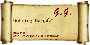 Gehring Gergő névjegykártya