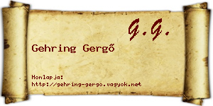 Gehring Gergő névjegykártya